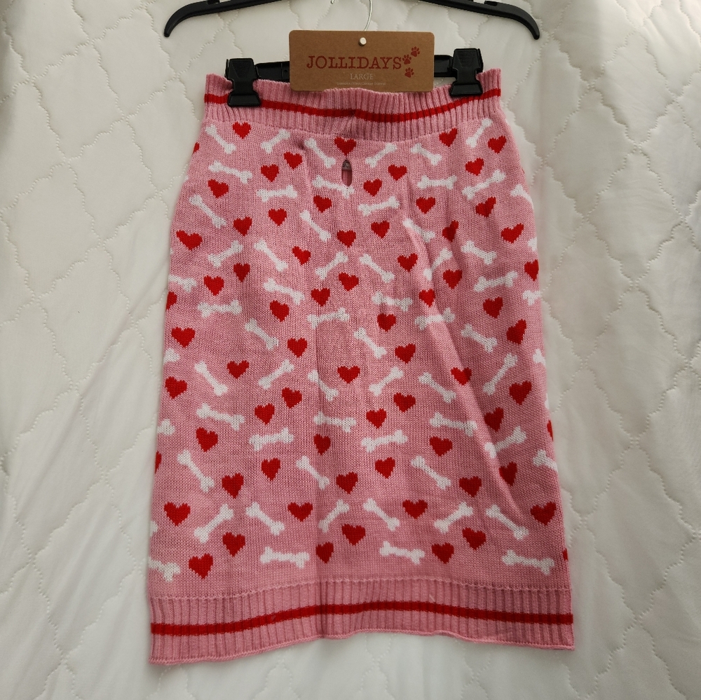 Pink Heart and Bone Dog Sweater